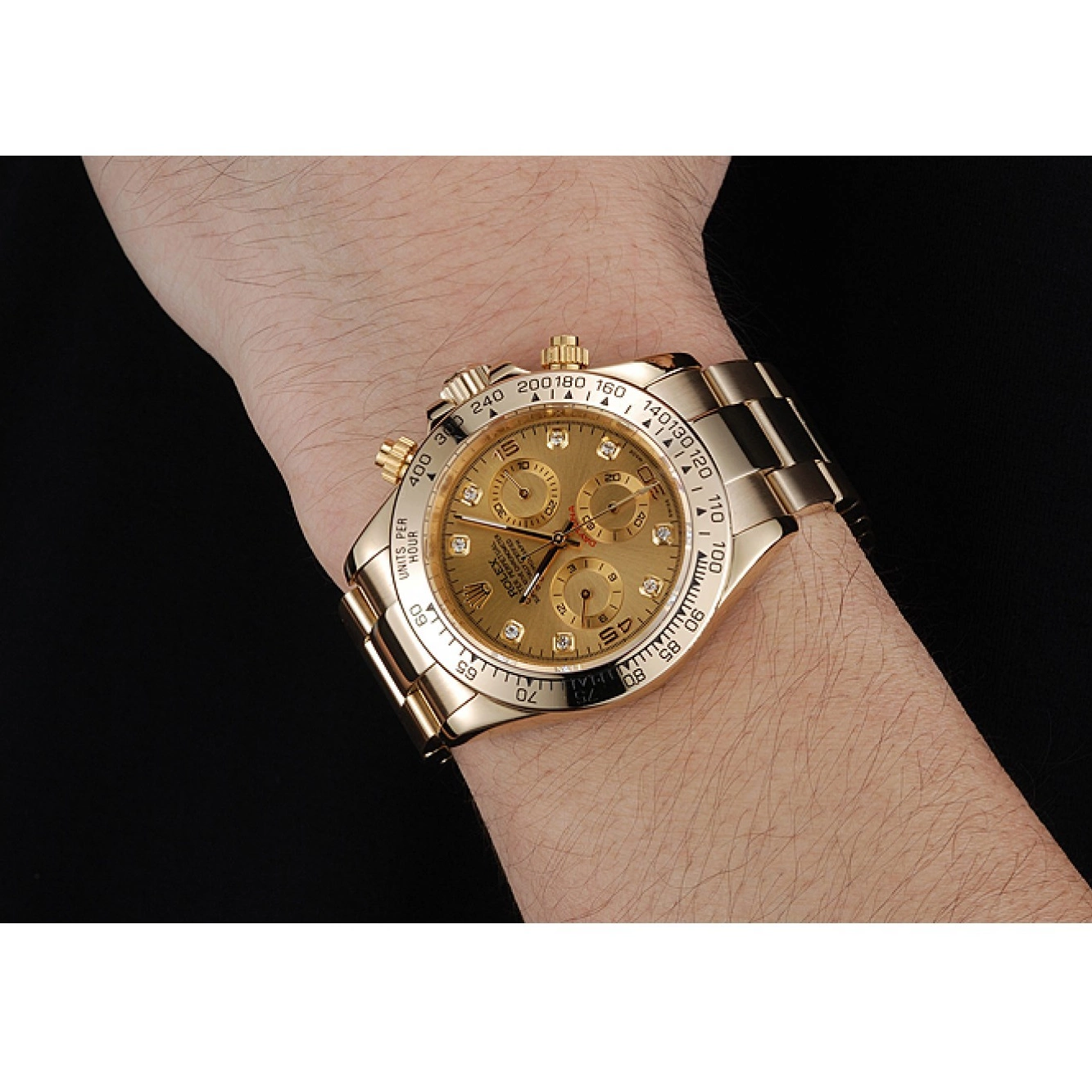 MiroTime 0810 Rolex Cosmograph Daytona Brown Dial Diamond Numerals Gold Case And Bracelet 1454245